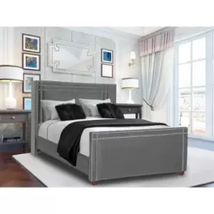 Cubica Bed King Plush Velvet Grey