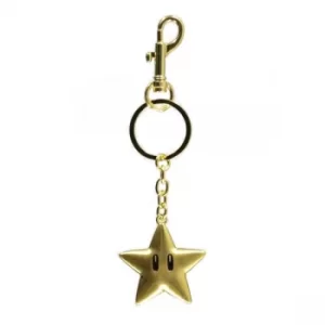 Nintendo Super Mario Bros Star Character Metal Gold Keychain