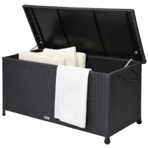 Poly Rattan Garden Storage Box Black 4x1.8x2ft