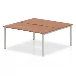 B2B Silver Frame Bench Desk 1600 Walnut 2 Pod