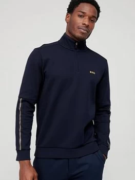 BOSS Quarter Zip Sweatshirt - Dark Blue , Dark Blue Size XL Men