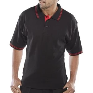 Click Workwear Polo Shirt Two Tone 220gsm 2XL Black Red Ref