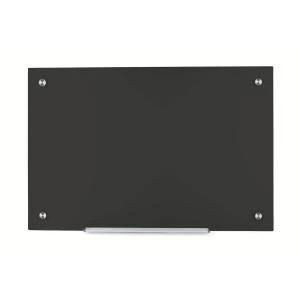 Office 1000 Magnetic Glass Board with Wall Fixings Black 940384