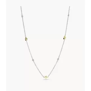 Fossil Womens Elliott Diamonds By The Yard Stars Two-Tone Sterling Silver Station Necklace - Silver