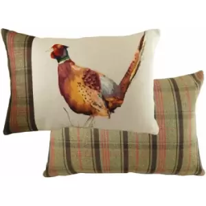 Evans Lichfield Hunter Pheasant Tartan Panel Cushion Cover, Multi, 40 x 60 Cm