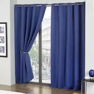 Emma Barclay Cali Thermal Woven Blackout Eyelet Curtains, Blue, 46 x 54 Inch