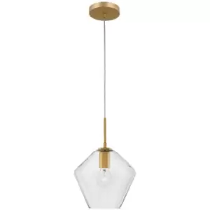 Denton 23cm Dome Pendant Ceiling Light Gold Metal Clear Glass LED E27 - Merano