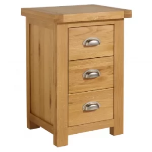 Woburn Oak Large 3 Drawer Bedside Table Brown