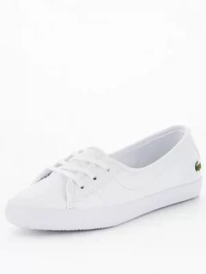 Lacoste Ziane Chunky Lace Leather Plimsoll, White, Size 8, Women