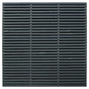 Forest Garden Double Slatted Grey Fence Panel 6 x 6ft 3 Pack