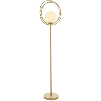 Merano Bergamo Floor Lamp Brushed Gold Paint & Gloss Opal Glass