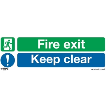 SS18P1 Safe Conditions Safety Sign - Fire Exit Keep Clear - Rigid Plastic - Sealey