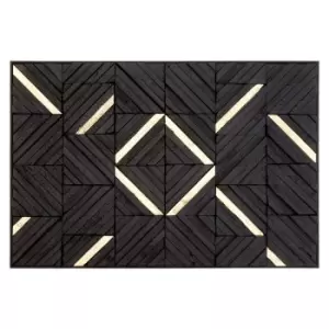 Premier Housewares Modello Wall Art with Wood Carving Panels - Gold/Black Finish