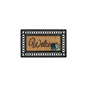 JVL Orana Embossed Rubber Tuffscrape Coir Doormat, 40x70cm, Welcome