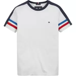 Tommy Hilfiger Short Sleeve Varsity Sleeve Detail Tee Junior Boys - White