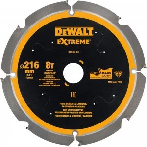 DEWALT PCD Fibre Cement Saw Blade 216mm 8T 30mm