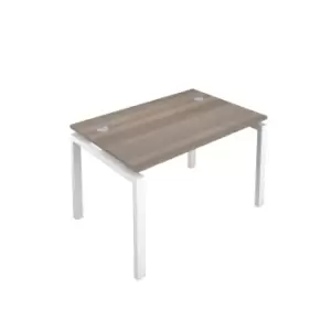 Telescopic Sliding 1 Person Grey Oak Bench with Cable Port - 1200 X 800 - White Frame