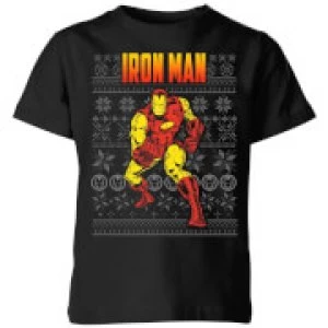 Marvel Avengers Classic Iron Man Kids Christmas T-Shirt - Black - 11-12 Years