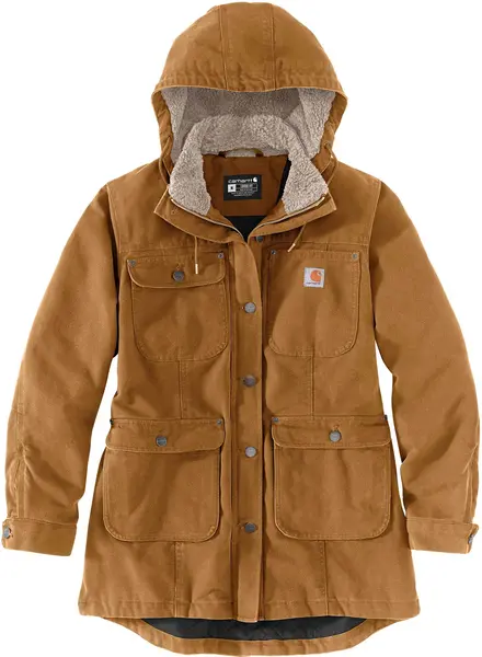 Carhartt Loose Fit Weathered Duck Ladies Coat, brown, Size L for Women