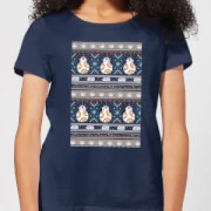 Star Wars BB-8 Pattern Womens Christmas T-Shirt - Navy - XL