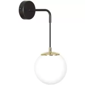 Emibig Ognis Black Globe Wall Lamp with White Glass Shades, 1x E27