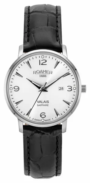 Roamer 958844 41 14 05 Valais Ladies Silver Dial Black Watch