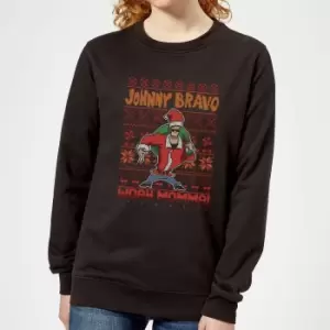 Johnny Bravo Johnny Bravo Pattern Womens Christmas Jumper - Black - XS