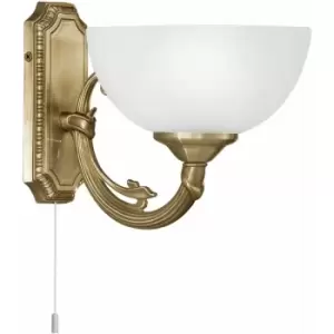 Loops - Wall Light Colour Bronzed Cast Metal Shade White Satin Glass Bulb E14 1x40W