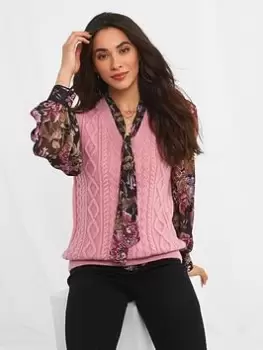 Joe Browns Delicate Cable Knit Vest -pink, Pink, Size 8, Women