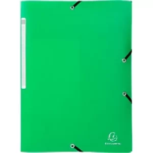 Exacompta PP Opak Elasticated 3 Flap Folder A4, Light Green, 5 Packs of 10