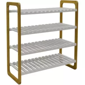 Watsons - slats - 4 Shelf 16 Pair Shoe Storage Rack - White / Natural - Brown / White