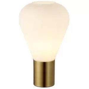 Luminosa Olena Narrow Table Lamp, E27, Antique Brass, Opal Glass