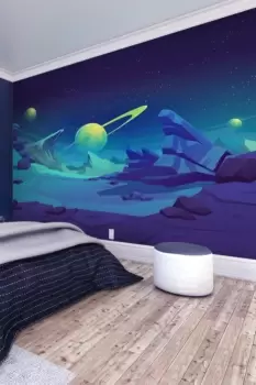 Space Landscape Blue Matt Smooth Paste the Wall Mural 300cm wide x 240cm high