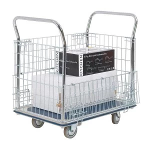 Steel Platform Truck with Chrome Plated Mesh Panels 300KG Capacity