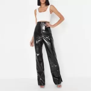 Missguided Tall Ring Detail Faux Leather Trousers - Black