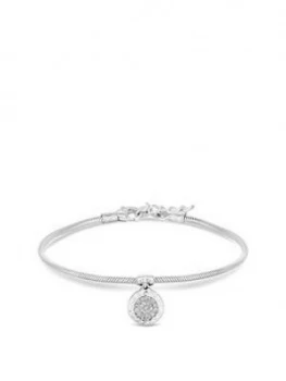 Simply Silver Cubic Zirconia Pave Charm Snake Bracelet