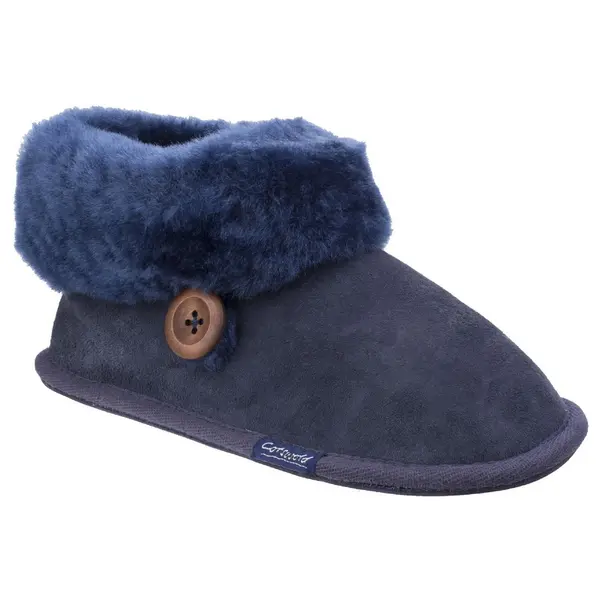 Cotswold Womens Wotton Pull On Sheepskin Bootie Slippers - UK 3 Blue female GDE2718DKB3