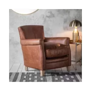 Leather Armchair in Brown - Caspian House