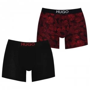 Hugo Boss 2 Pack Mixed Print Logo Boxer Briefs Black Size M Men