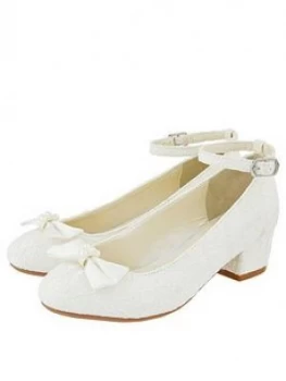 Monsoon Girls Lara Shimmer Lace Ivory Shoe - Ivory, Size 1 Older