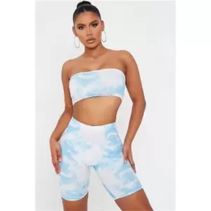 I Saw It First Blue Tie Dye Cycling Shorts Blue Tie Dye Cycling Shorts - Blue