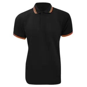 Kustom Kit Mens Tipped PiquA Short Sleeve Polo Shirt (XL) (Black/Orange)