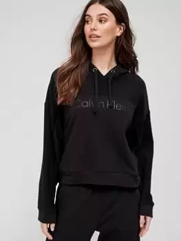 Calvin Klein Mixed Fabric Lounge Hoody - Black Size M Women