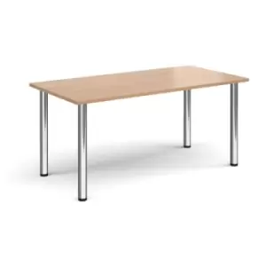 Rectangular chrome radial leg meeting table 1600mm x 800mm - beech