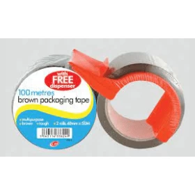 Club Buff Tape with Dispenser 48mm x 50m - Brown (Twin Pack)