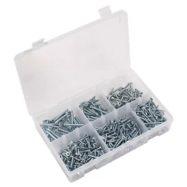 Sealey AB062STCS Self Tapping Screw Mix 510pc Countersunk Pozi Zinc DIN 7982