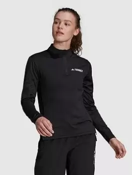 adidas Half Zip Long Sleeve, Black, Size L, Women