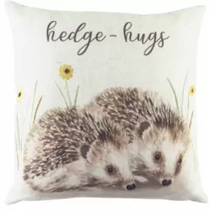 Evans Lichfield - Woodland Hedgehugs Watercolour Print Cushion Cover, Multi, 43 x 43 Cm