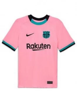 Nike Youth Barcelona 20/21 Third Short Sleeved Stadium Jersey - Pink, Green, Size M (10-11 Years)