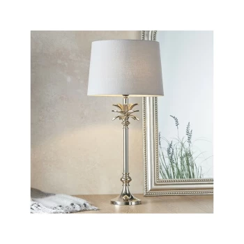 Endon Lighting Leaf & Mia - Table Lamp Polished Nickel Plate & Charcoal Linen 1 Light IP20 - E27